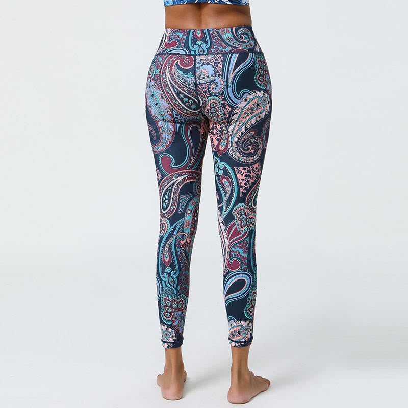 BWOOOH printed yoga leggings - Flowers Feathers Sun Moon Print Sports F