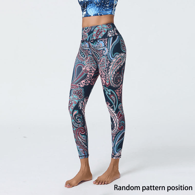BWOOOH printed yoga leggings - Flowers Feathers Sun Moon Print Sports F