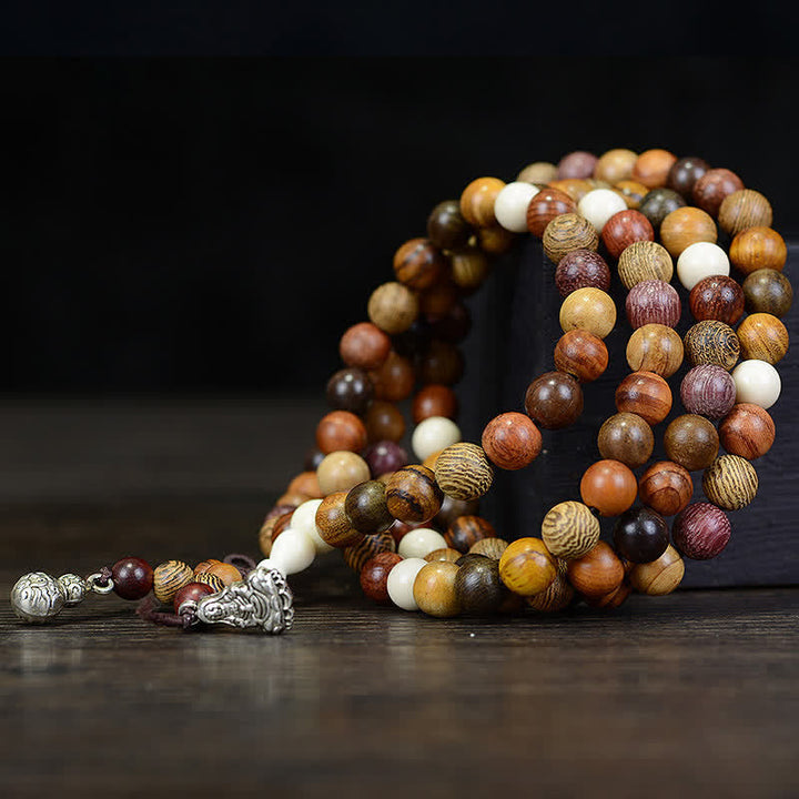 Buddha Stones 108 Beads Multi-Tone Natural Wood Calm Energy Mala