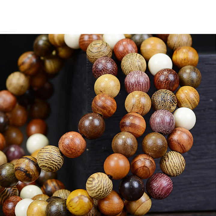 Buddha Stones 108 Beads Multi-Tone Natural Wood Calm Energy Mala