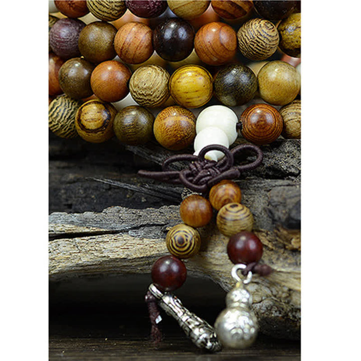 Buddha Stones 108 Beads Multi-Tone Natural Wood Calm Energy Mala