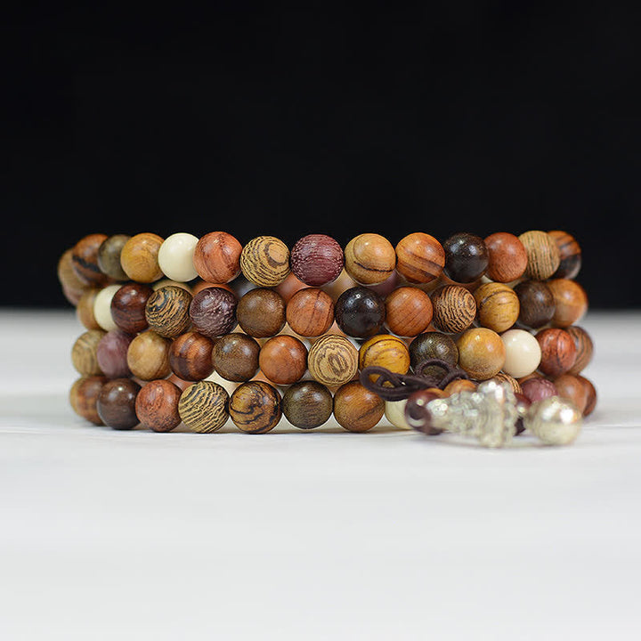 Buddha Stones 108 Beads Multi-Tone Natural Wood Calm Energy Mala