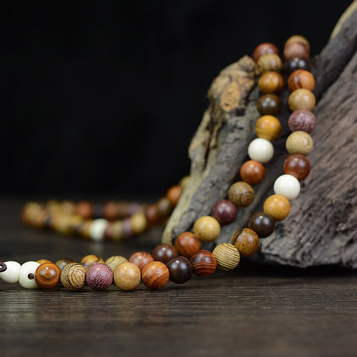 Buddha Stones 108 Beads Multi-Tone Natural Wood Calm Energy Mala