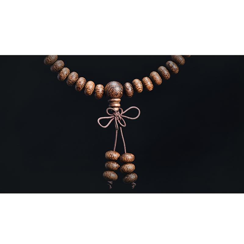 BWOOOH 108 Textured Wood Beads Calm Energy Mala
