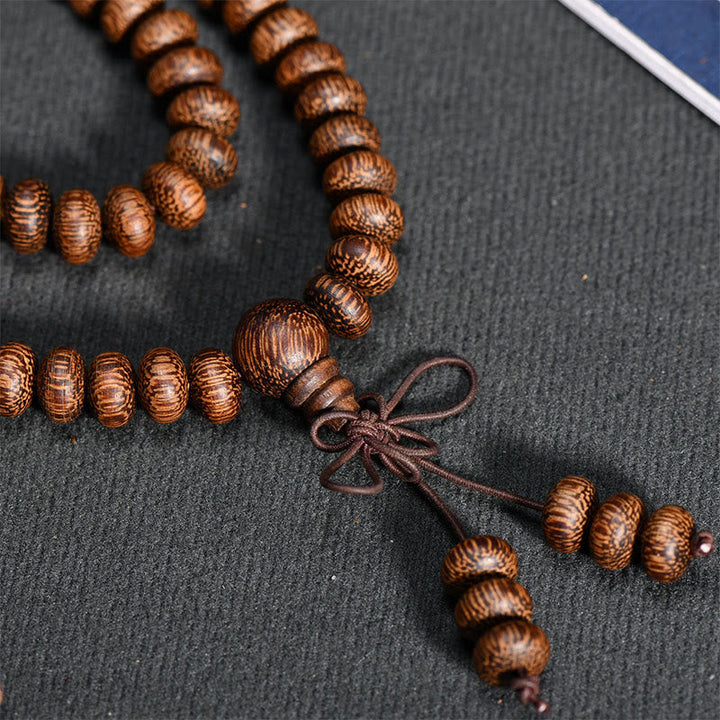 BWOOOH 108 Textured Wood Beads Calm Energy Mala