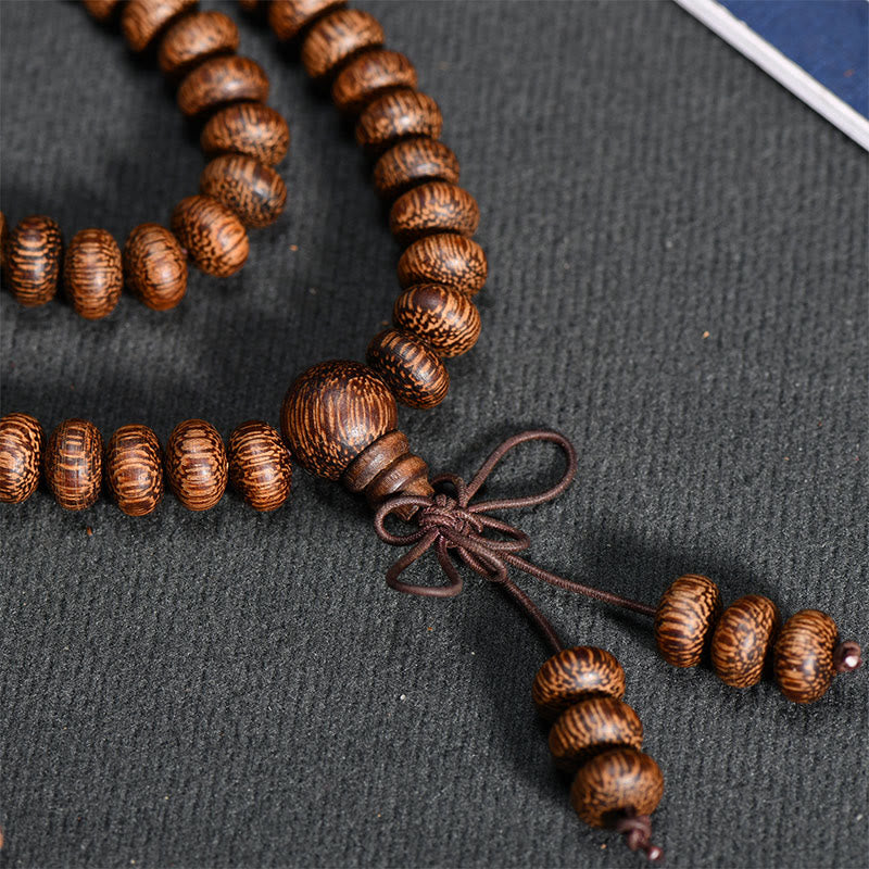 BWOOOH 108 Textured Wood Beads Calm Energy Mala