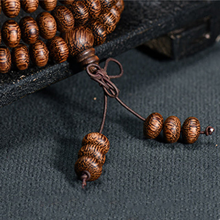 BWOOOH 108 Textured Wood Beads Calm Energy Mala