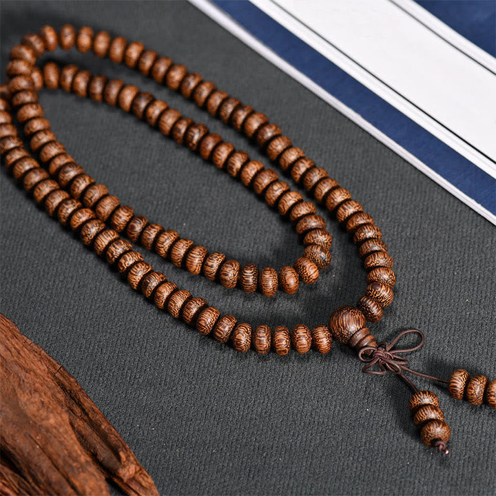 BWOOOH 108 Textured Wood Beads Calm Energy Mala