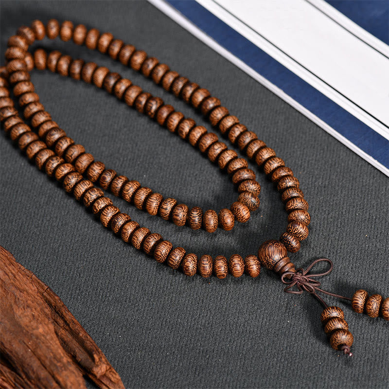 BWOOOH 108 Textured Wood Beads Calm Energy Mala