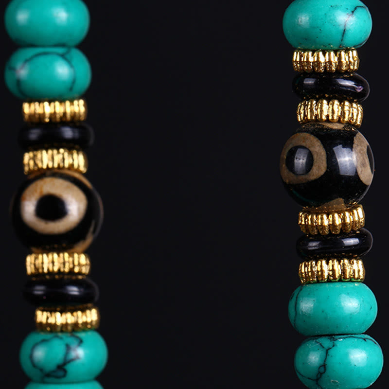 Buddha Stones Tibetan 108 Beads Turquoise Dzi Bead Wisdom Balance Mala