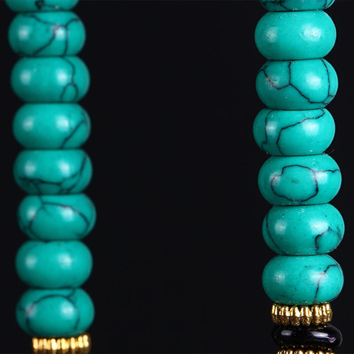 Buddha Stones Tibetan 108 Beads Turquoise Dzi Bead Wisdom Balance Mala