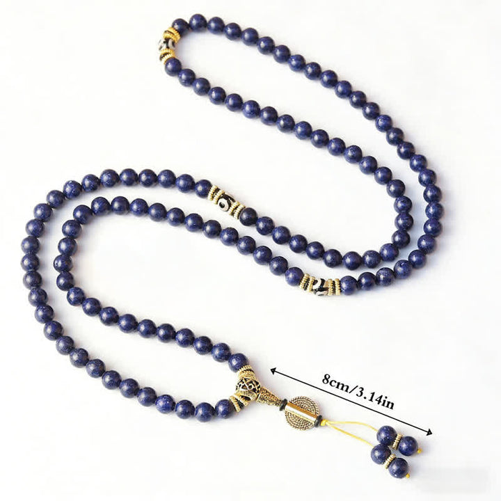 BWOOOH 108 Beads Lazurite Lapis Lazuli Three-eyed Dzi Bea