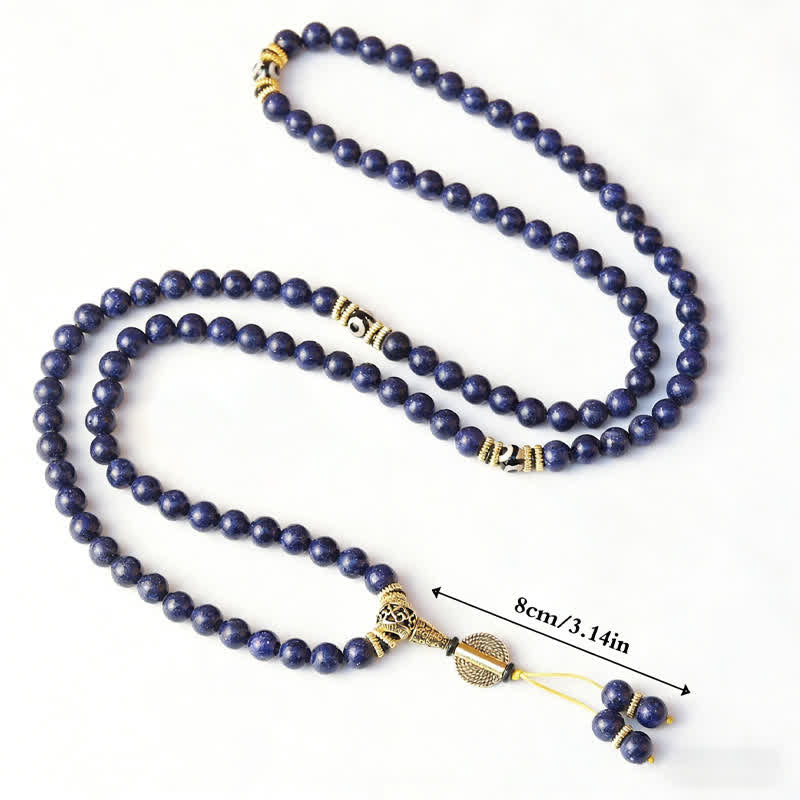 BWOOOH 108 Beads Lazurite Lapis Lazuli Three-eyed Dzi Bea