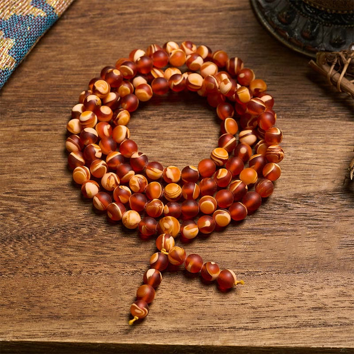 BWOOOH 108 Tibetan Amber Round Beads Clear Anxiety Mala