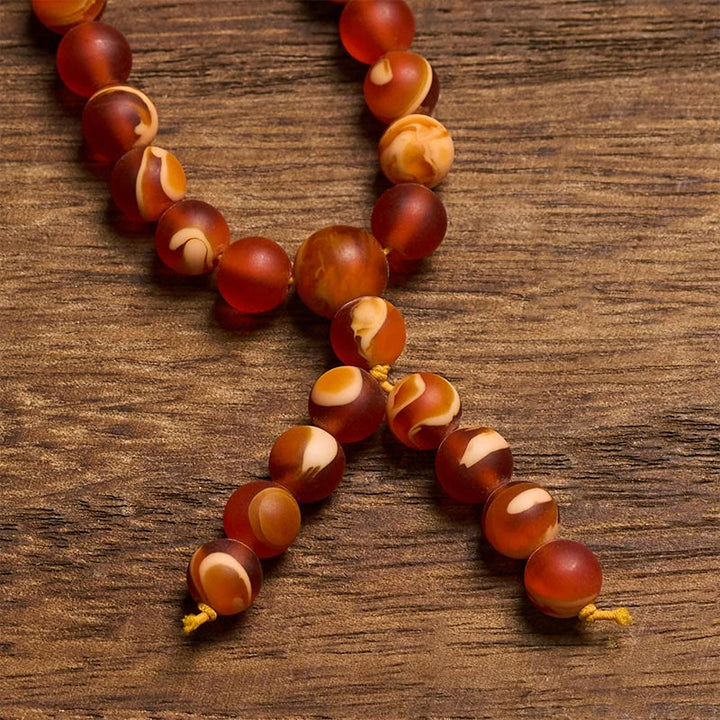 BWOOOH 108 Tibetan Amber Round Beads Clear Anxiety Mala
