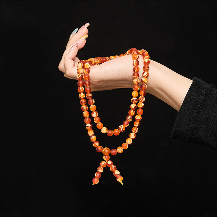 BWOOOH 108 Tibetan Amber Round Beads Clear Anxiety Mala