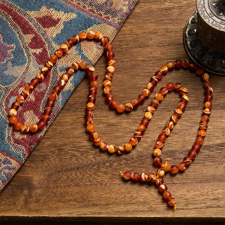 BWOOOH 108 Tibetan Amber Round Beads Clear Anxiety Mala