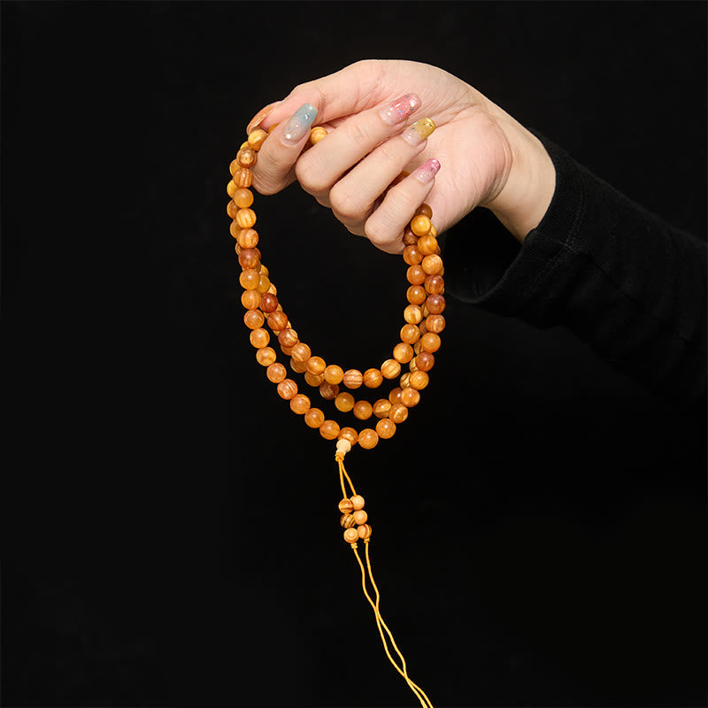 Buddha Stones 108 Beads Resin-Rich Pine Wood Calm Energy Mala