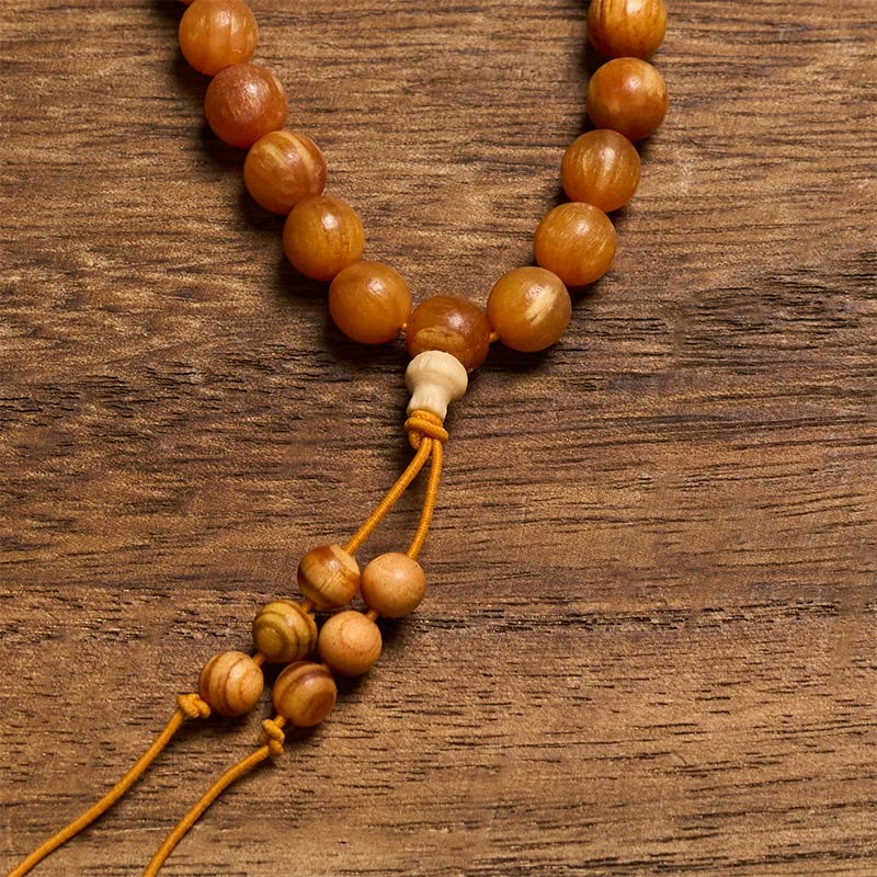 Buddha Stones 108 Beads Resin-Rich Pine Wood Calm Energy Mala