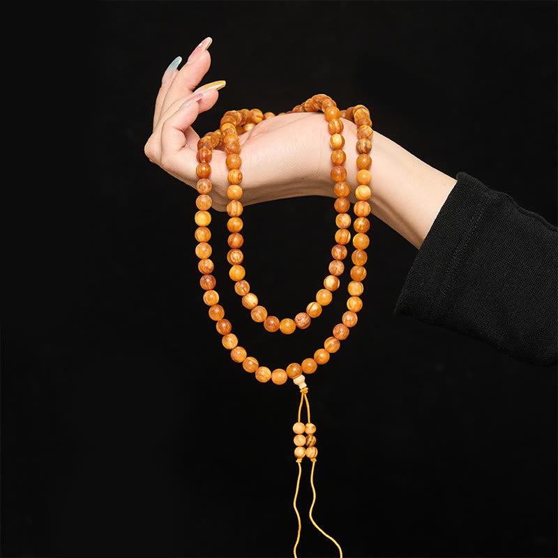 Buddha Stones 108 Beads Resin-Rich Pine Wood Calm Energy Mala