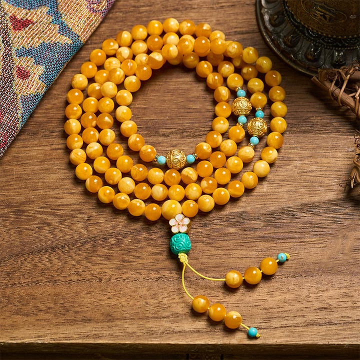 Buddha Stones 108 Beads Tibetan Amber Om Mani Padme Hum Mala