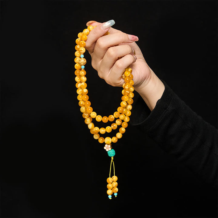 Buddha Stones 108 Beads Tibetan Amber Om Mani Padme Hum Mala