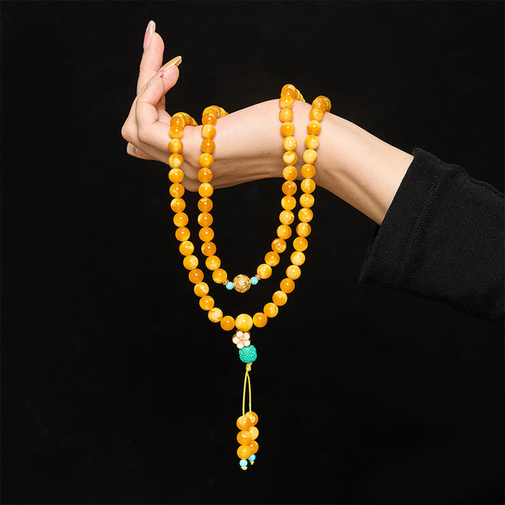 Buddha Stones 108 Beads Tibetan Amber Om Mani Padme Hum Mala