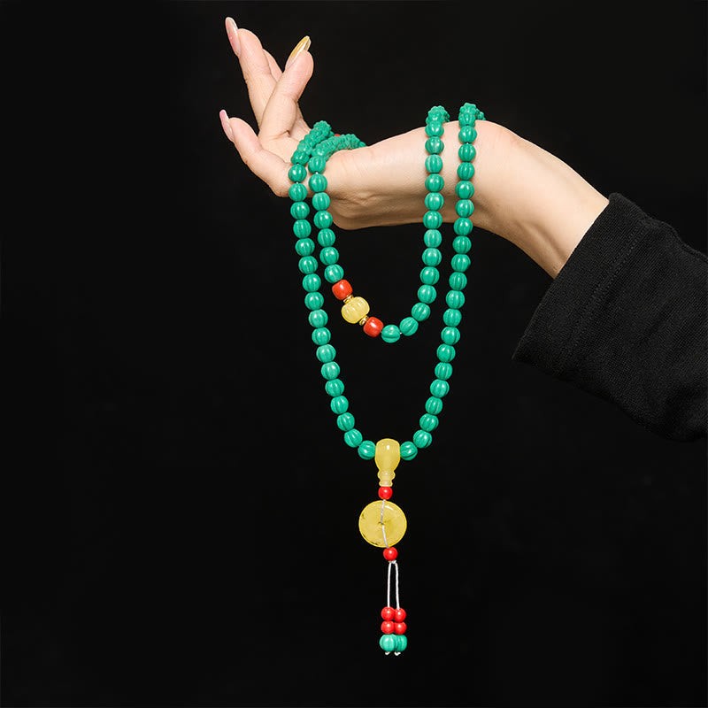 Buddha Stones Tibetan 108 Beads Turquoise Pumpkin Beads Dzi Bead Positive Thinking Mala