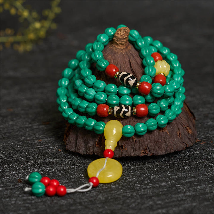 Buddha Stones Tibetan 108 Beads Turquoise Pumpkin Beads Dzi Bead Positive Thinking Mala