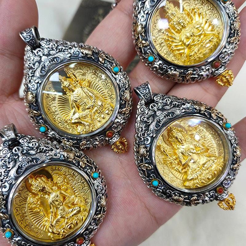 BWOOOH Chinese Zodiac Natal Buddha Thangka Nine Palaces Eight Diagrams Wealth Rotatable Necklace Pendant