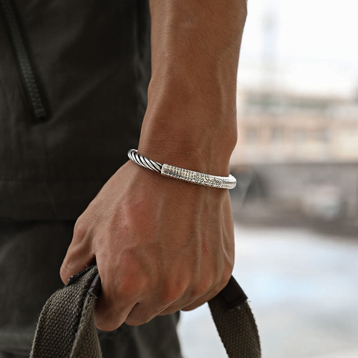 BWOOOH Tibetan Om Mani Padme Hum Heart Sutra Purity Cuff Bracelet