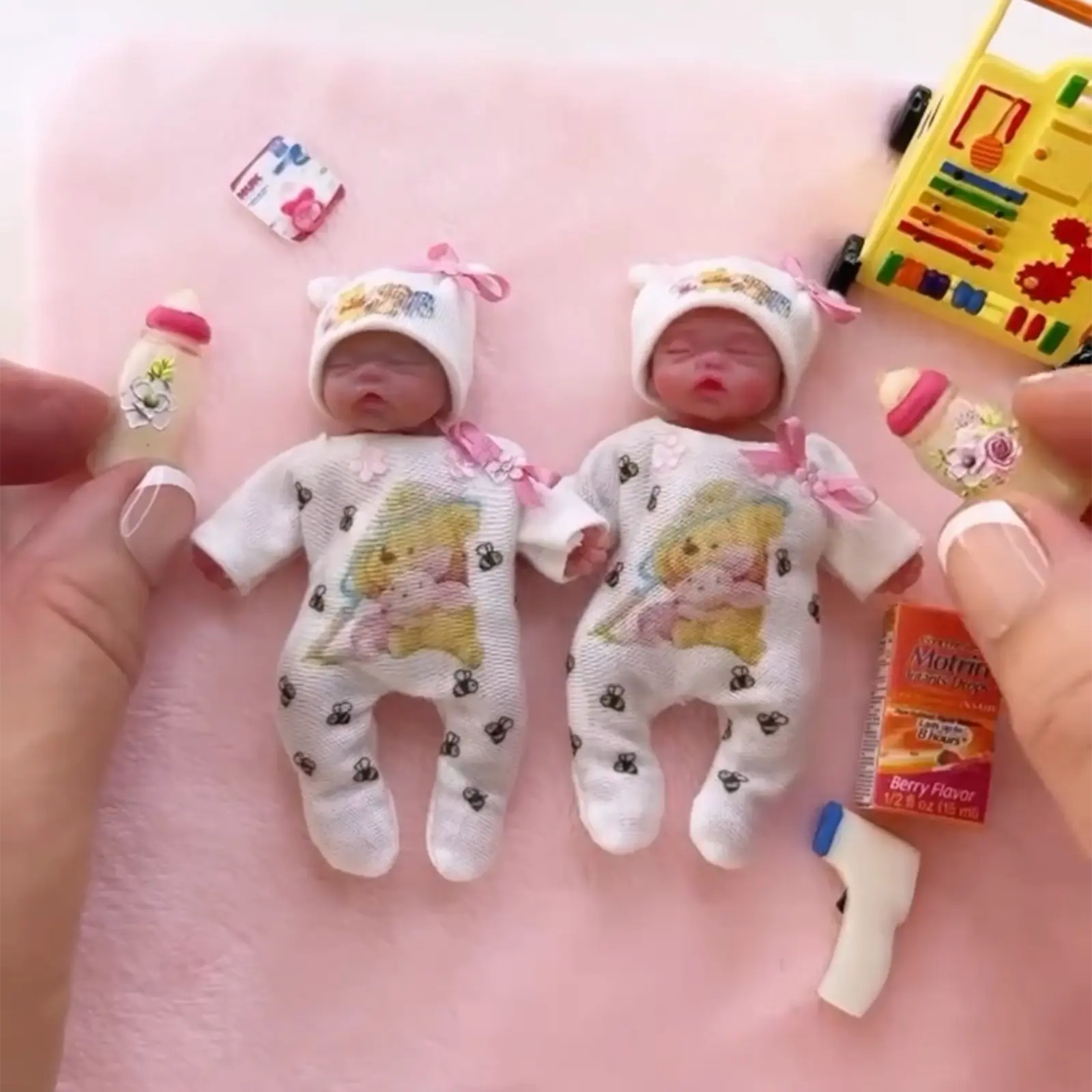 3 Inches Mini Supple and Soft Limbs, Flexible Silicone Reborn Baby Doll Girl