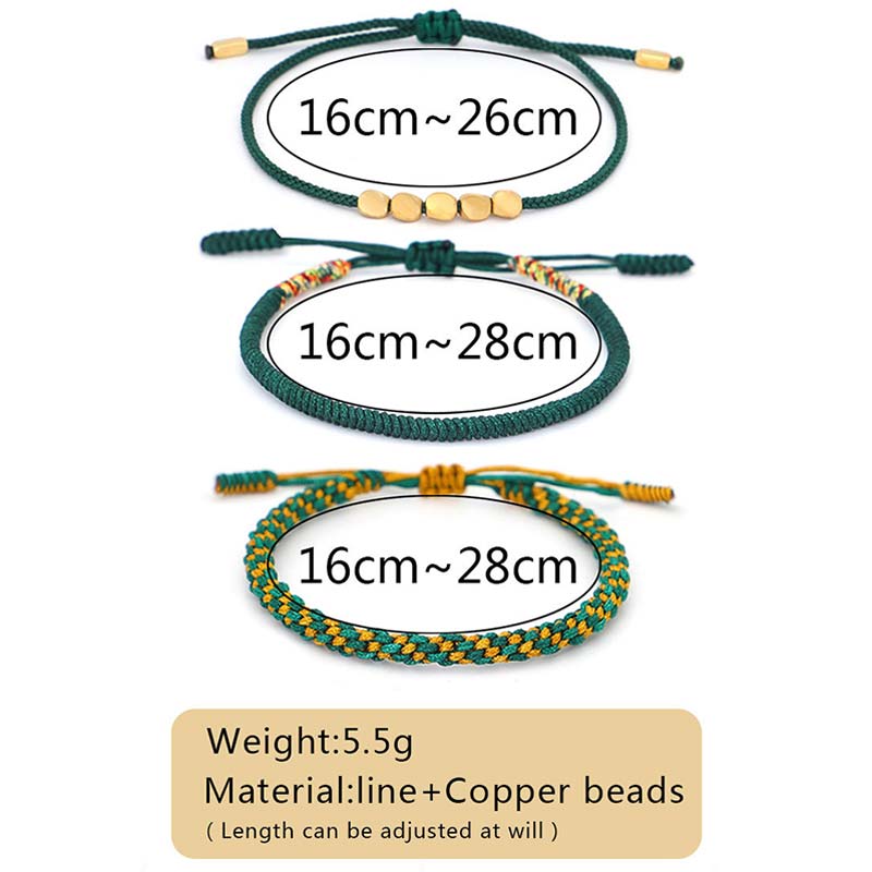 BWOOOH 3 PCS Tibetan Copper Beads Healing Protection Luck Bracelet Set