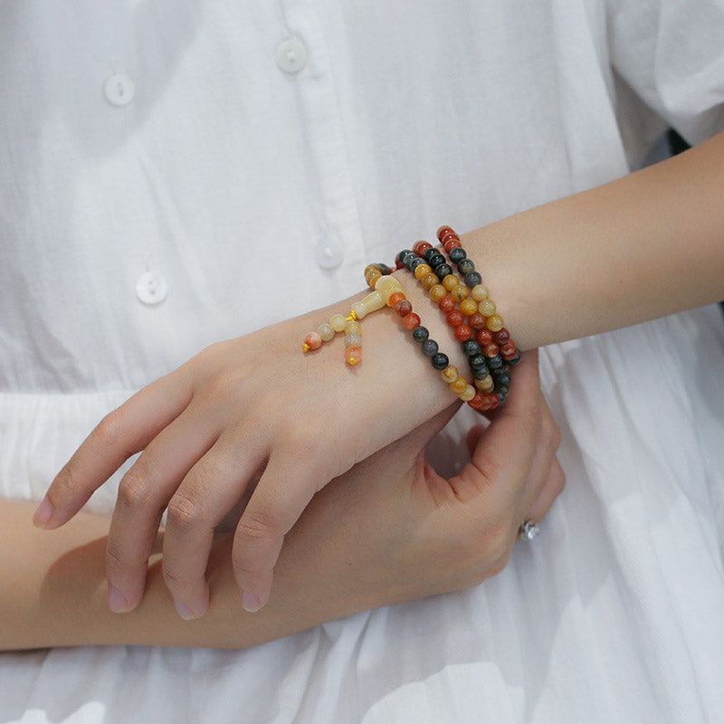 BWOOOH 108 Beads Natural Red Agate Mala Protection Bracelet