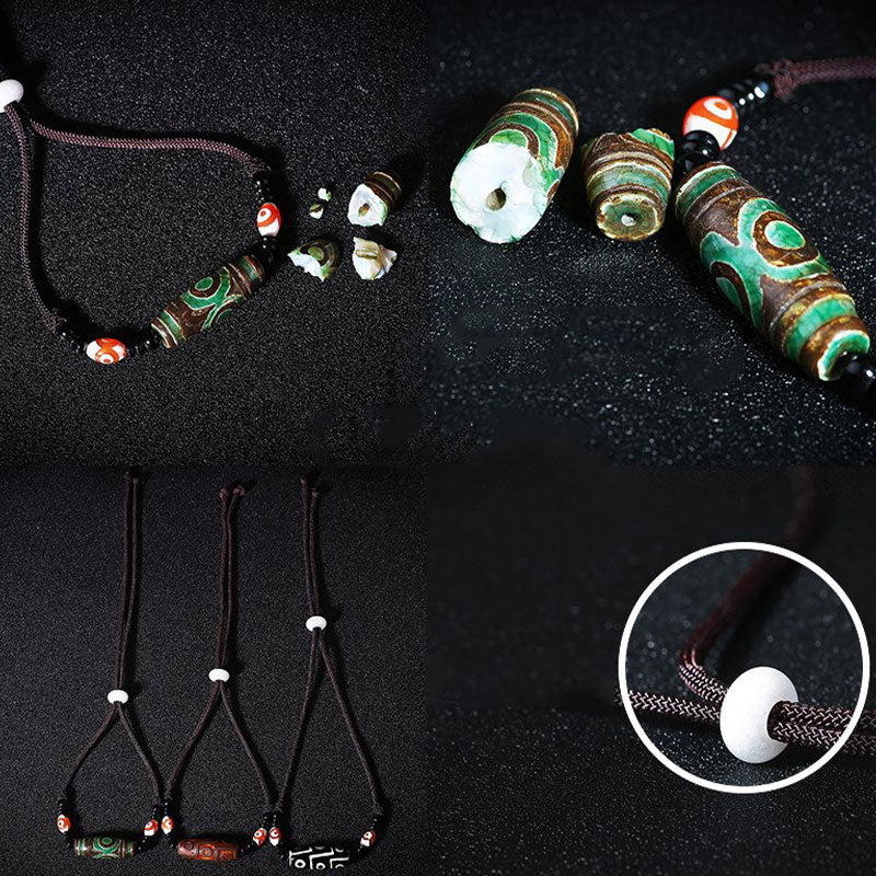 BWOOOH Tibetan Nine-Eye Dzi Bead Protection String Necklace