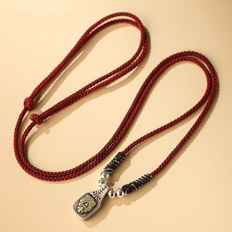 BWOOOH Tibetan 925 Sterling Silver Zakiram Goddess of Wealth Protection Rope Necklace Pendant