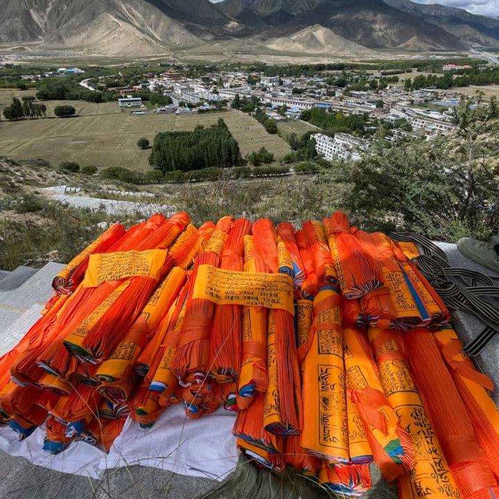 Buddha Stones Tibetan 5 Colors Windhorse Auspicious Outdoor 25 Pcs Prayer Flag