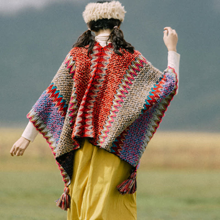 BWOOOH Tibetan Shawl Warm Cloak Tibetan Tassel Scarf