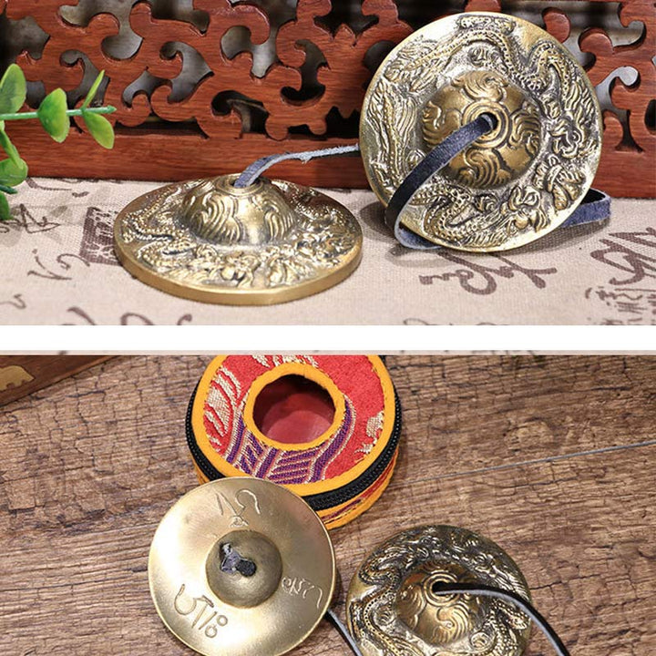 BWOOOH Tibetan Tingsha Bell Six True Words Dragon Copper Balance Decoration With Bag | spiritual healing bracelet