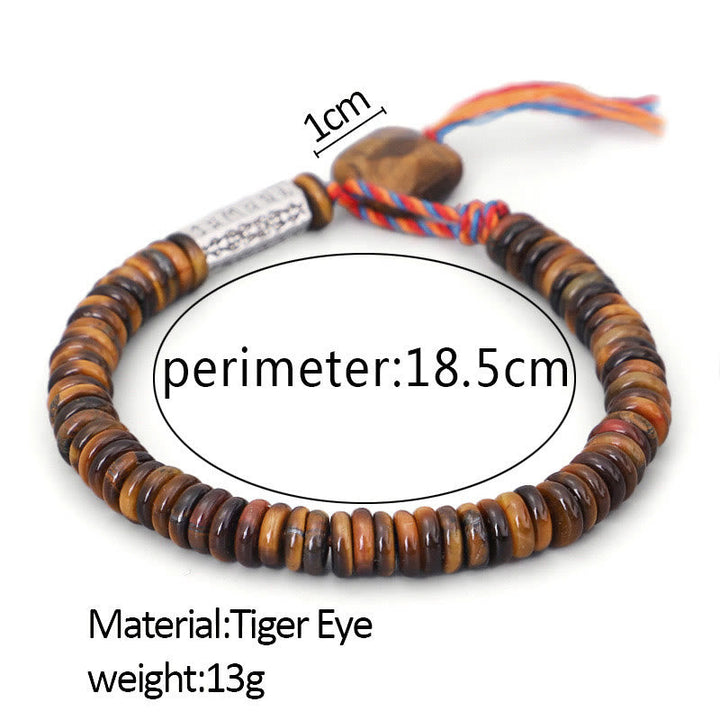 BWOOOH Tibetan Tiger Eye Om Mani Padme Hum Protection Power Bracelet