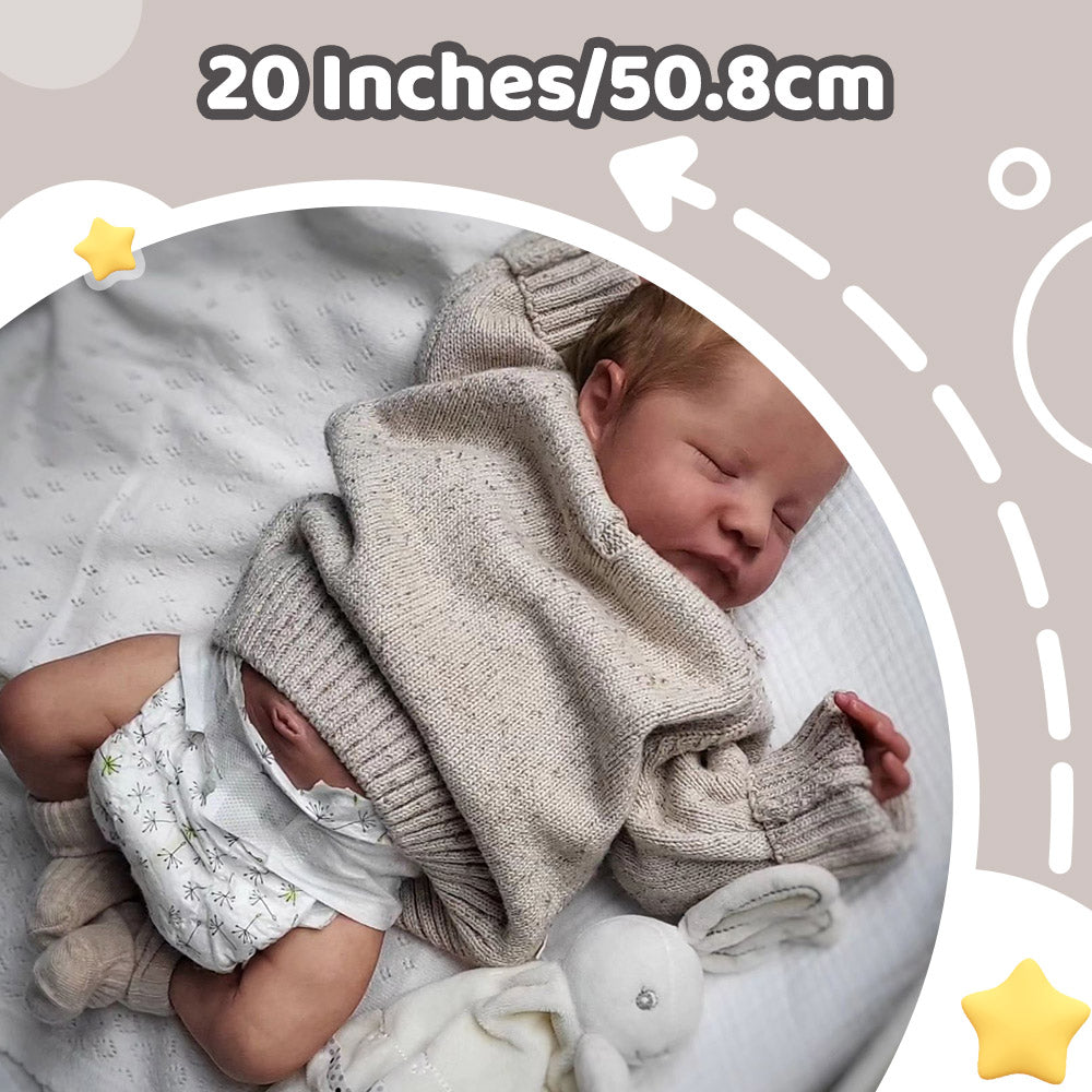 20'' Realistic Newborn Reborn Dolls Named George, 100% Handcrafted Poseable Baby Boy of