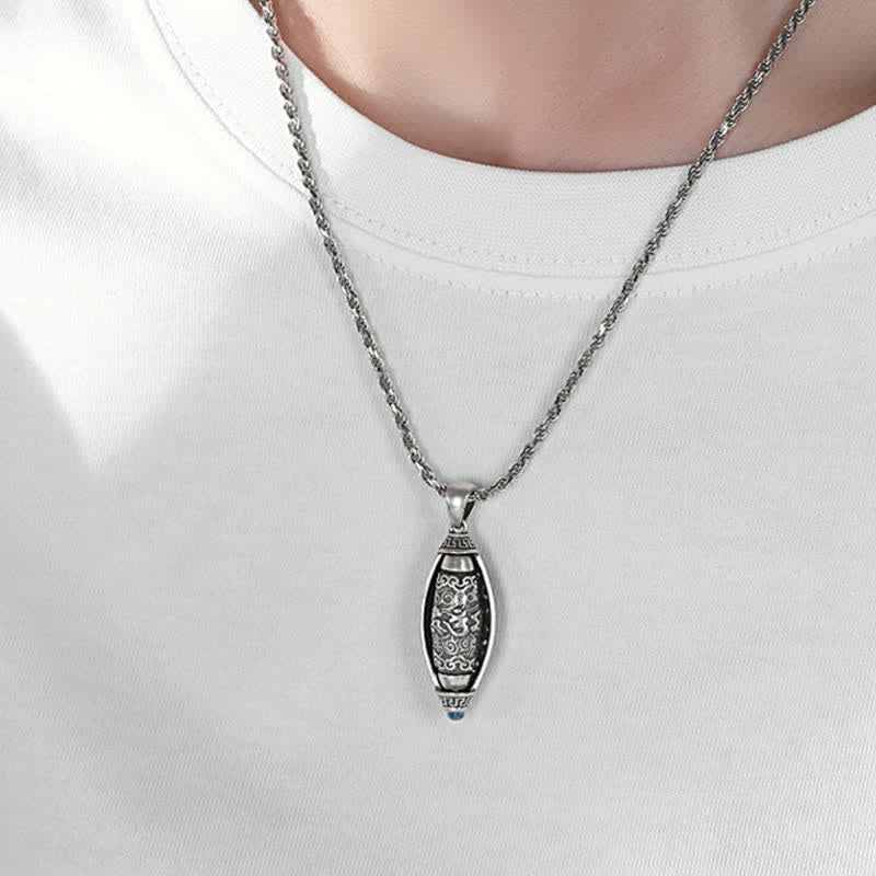 BWOOOH Tibet Om Mani Padme Hum Protection Necklace Rotatable Pendant