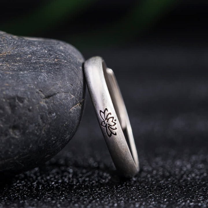 BWOOOH 925 Sterling Silver Lotus Flower Enlightenment Ring