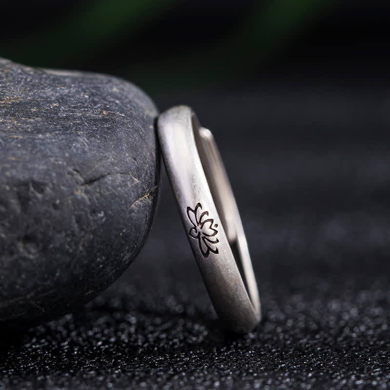 BWOOOH 925 Sterling Silver Lotus Flower Enlightenment Ring