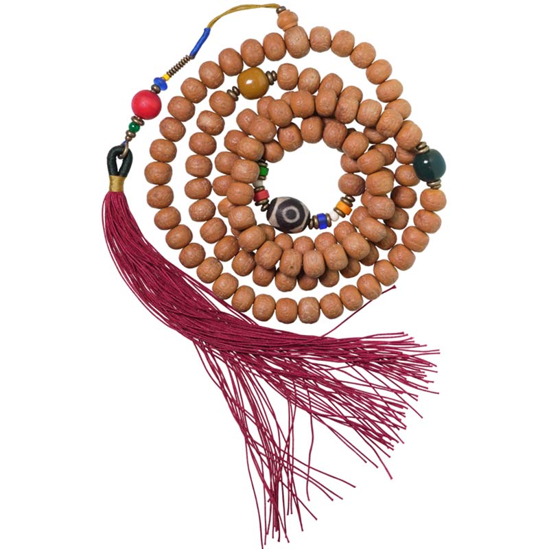 BWOOOH 108 Mala Beads Bodhi Seed Dzi Bead Peace Tassel Bracelet