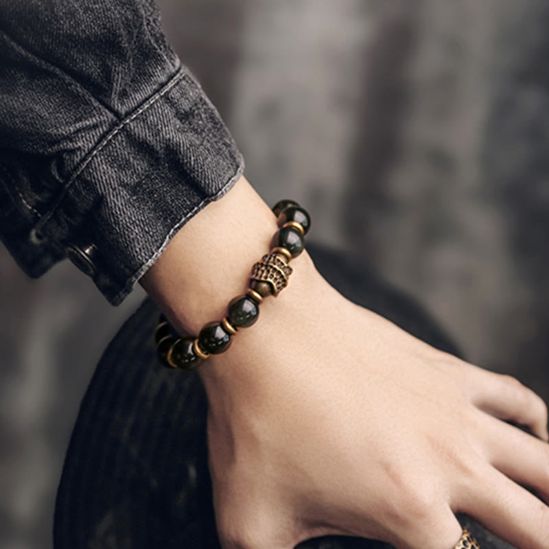 BWOOOH Rainbow Obsidian Copper Love Healing Bracelet