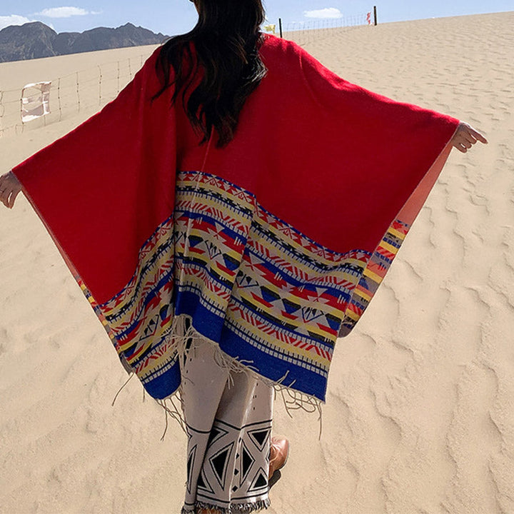 BWOOOH Tibetan Shawl Colorful Geometry Winter Cozy Travel