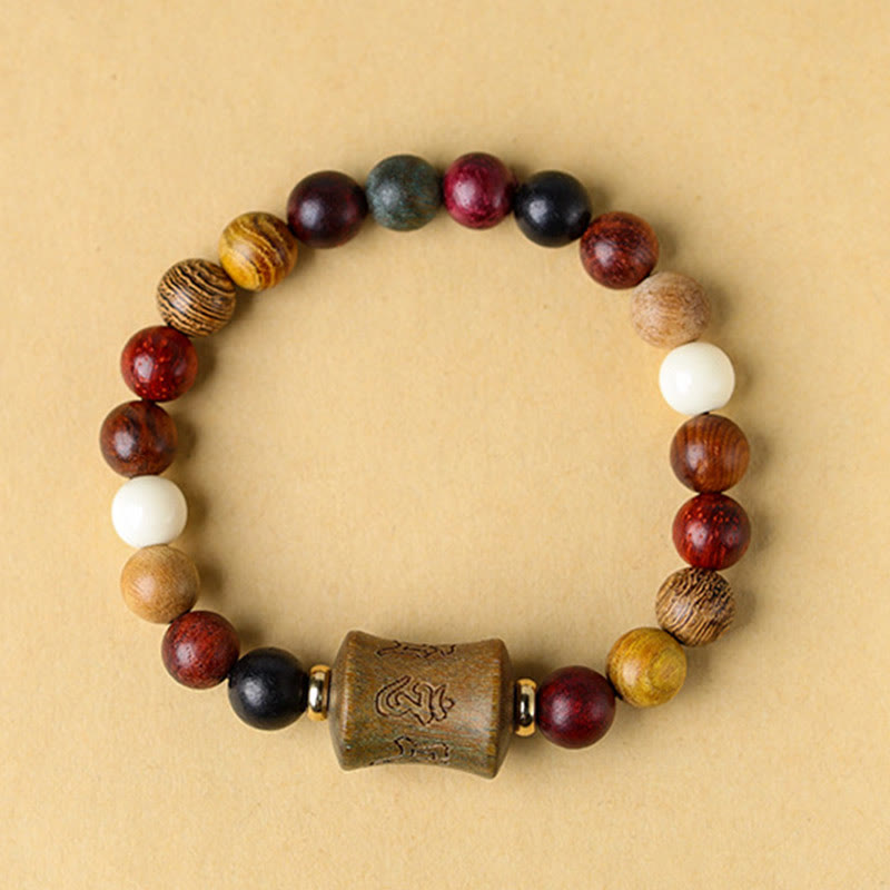 BWOOOH Tibet Multicolored Sandalwood Om Mani Padme Hum Protection Bracelet | spiritual healing bracelet
