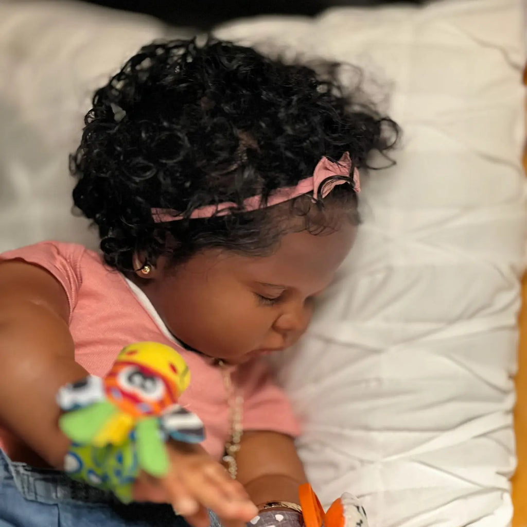 [New Series!] 20" Lifelike African American Handmade Hand Rooted Curly Black Hair Reborn Girl Doll Lerawa with Heartbeat💖 & Sound🔊