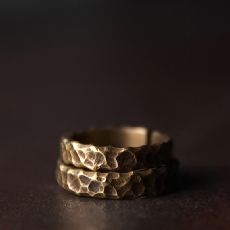 BWOOOH Tibetan Bump Texture Design Copper Brass Luck Ring — Copper Tibetan bracelet for spiritual healing and mindful living